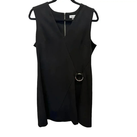 Calvin Klein Women's Black Sleeveless Back Zip Mini Sheath Dress Size 12 - Picture 1 of 8